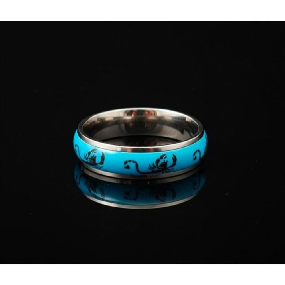 Bold Scorpio Zodiac Ring | Turquoise Colored Enamel Stainless Steel Band (US 10)